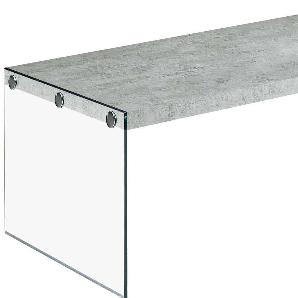 44" Gray Clear Wood And Glass Coffee Table