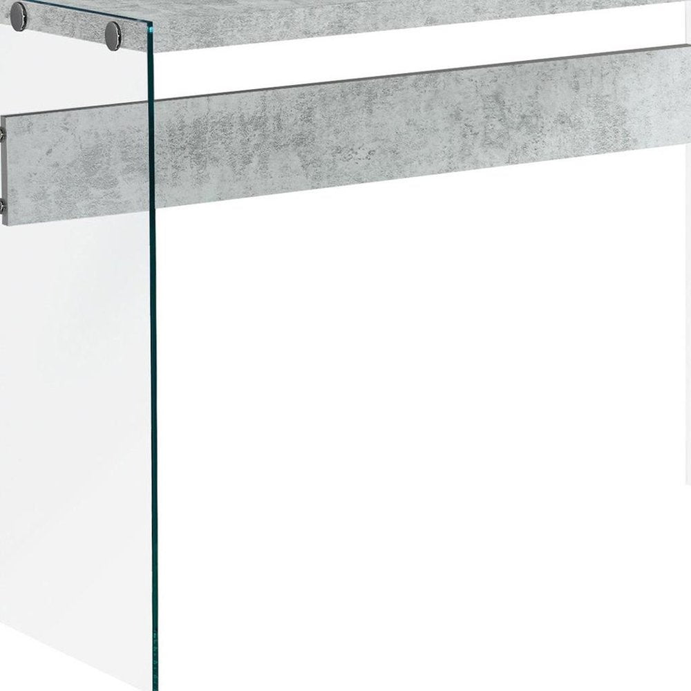 44" Gray And Clear Solid Console Table