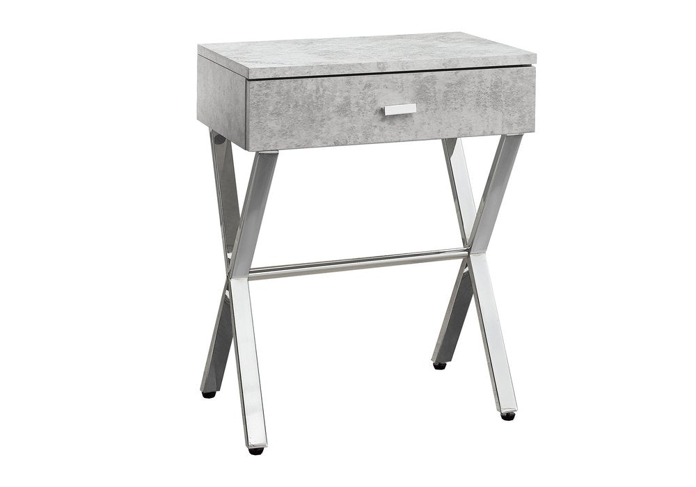 22" Black And Gray Wood And Metal End Table With Drawer