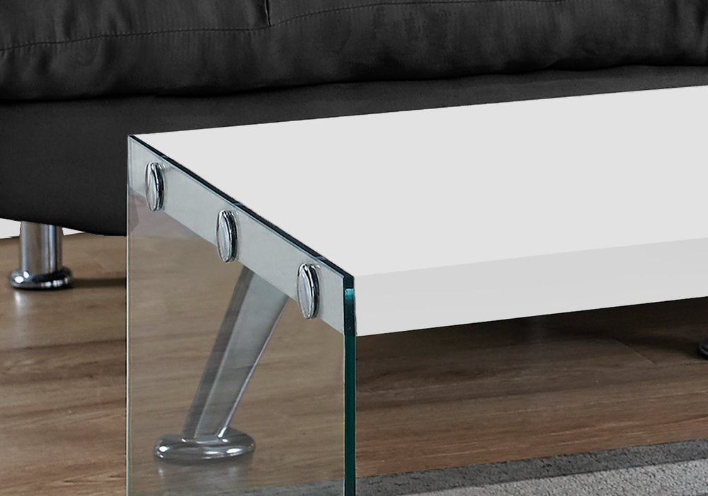 44" Gray Clear Wood And Glass Coffee Table