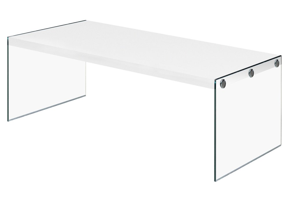44" Gray Clear Wood And Glass Coffee Table