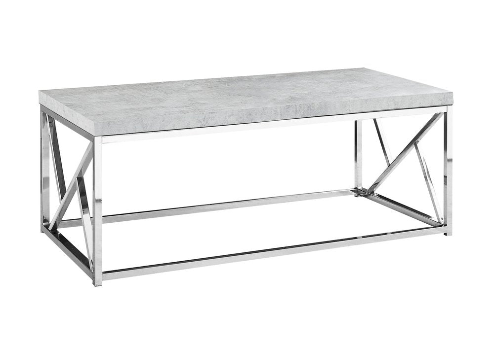 47" Gray And Silver Iron Coffee Table