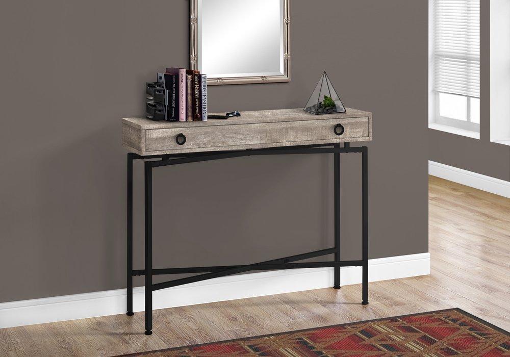 43" Gray And Black Cross Leg Console Table