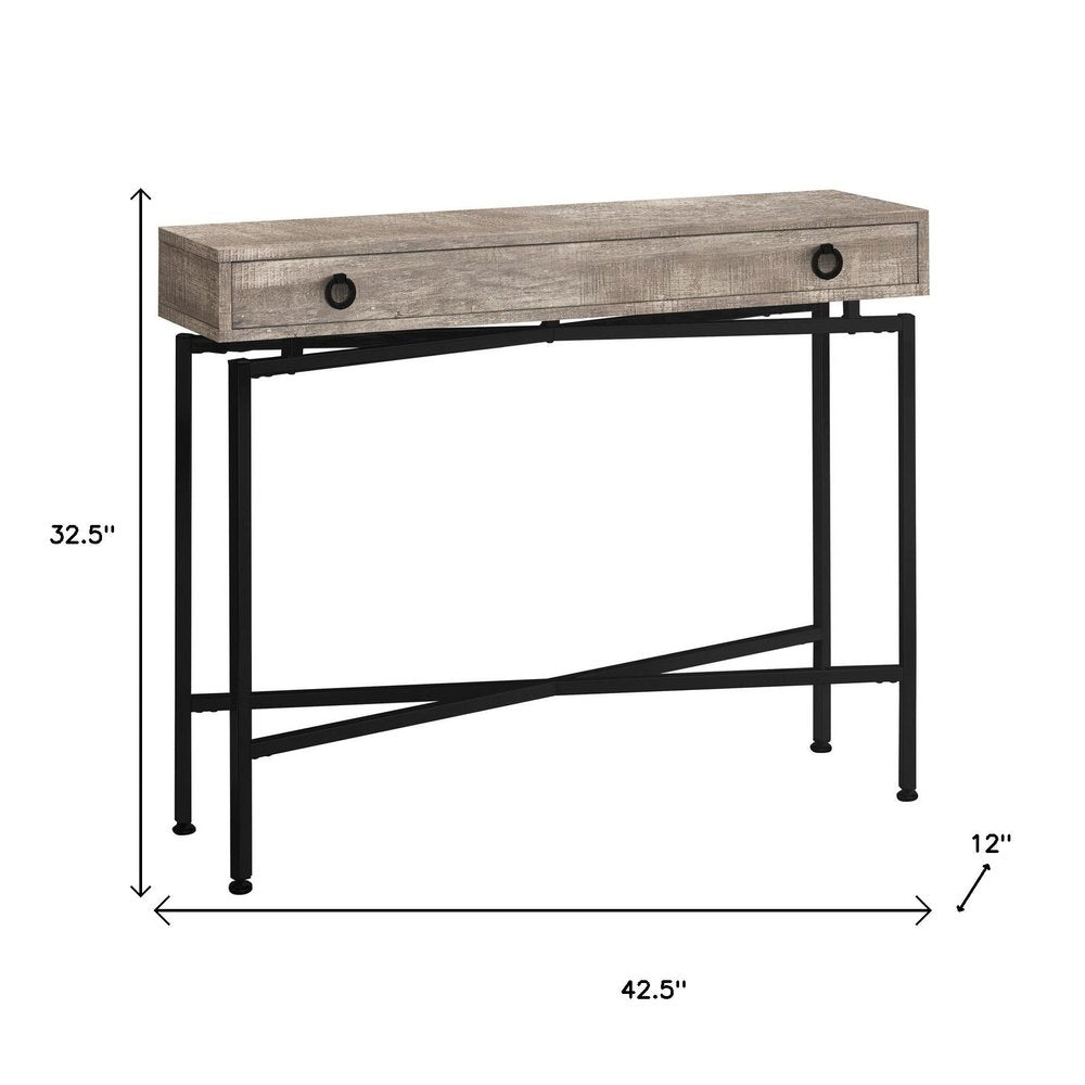 43" Gray And Black Cross Leg Console Table