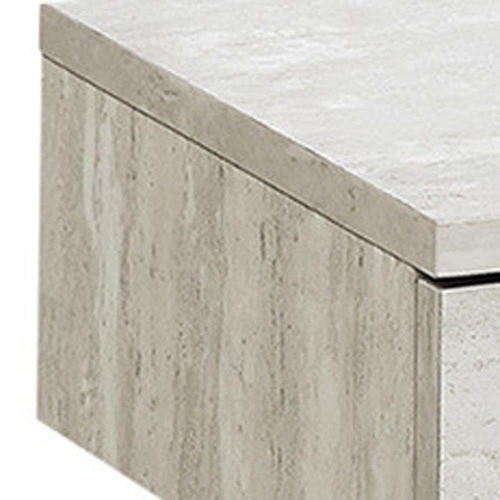 23" Gold And Beige Wood And Metal End Table With Drawer