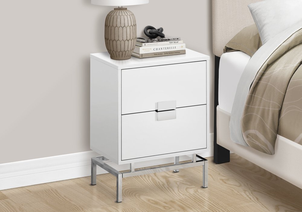 23.5" Particle Board And Chrome Metal Accent Table