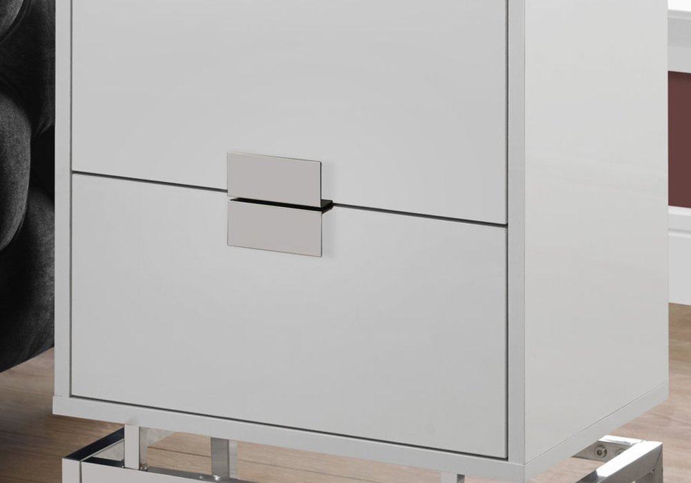 23.5" Particle Board And Chrome Metal Accent Table