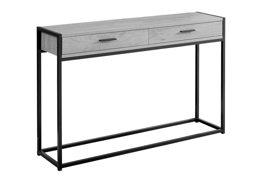 48" Gray and Black Frame Console Table And Drawers