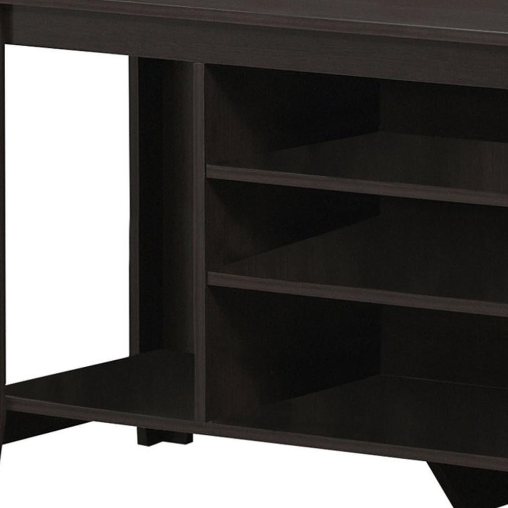 48" Taupe Wood Open Shelving TV Stand