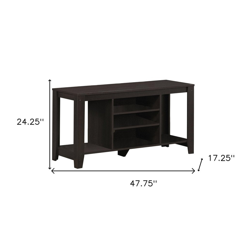 48" Taupe Wood Open Shelving TV Stand