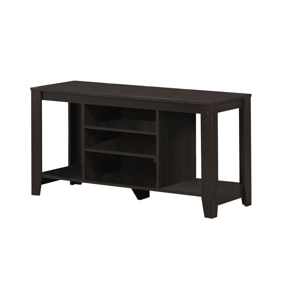 48" Taupe Wood Open Shelving TV Stand