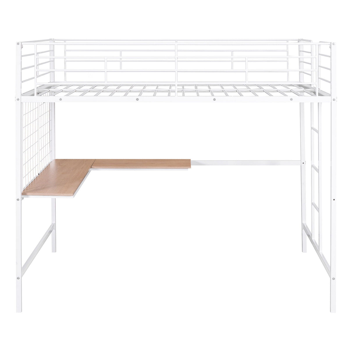 Full Loft Bed With Desk And Grid - White by Couch.com