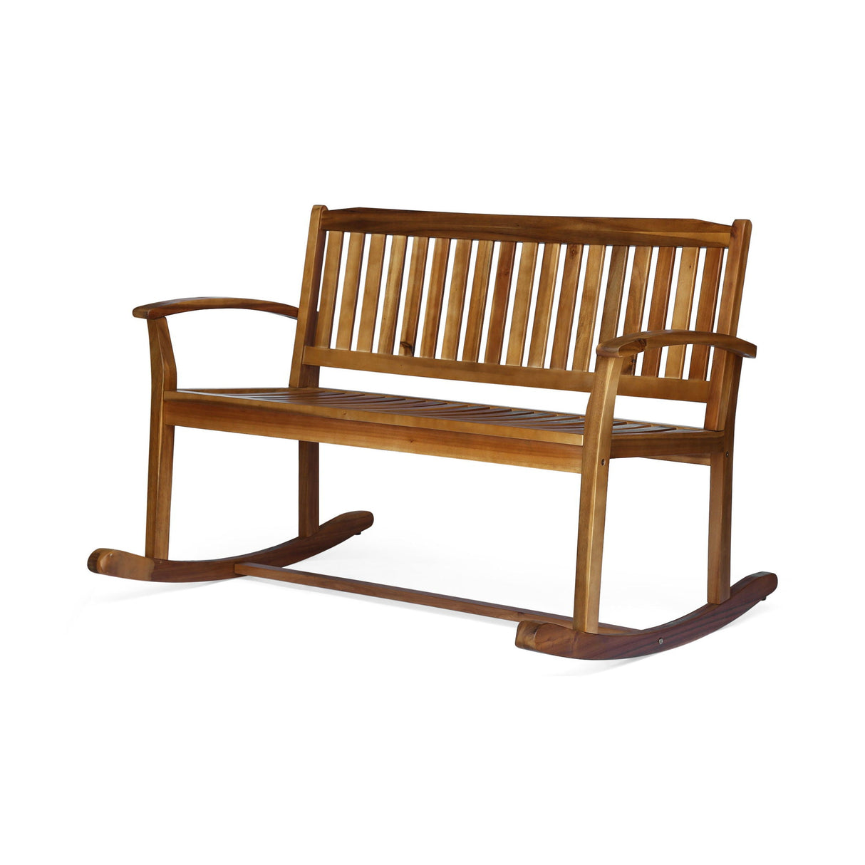 Outdoor Rocking Loveseat With Acacia Wood Frame - Natural by Couch.com