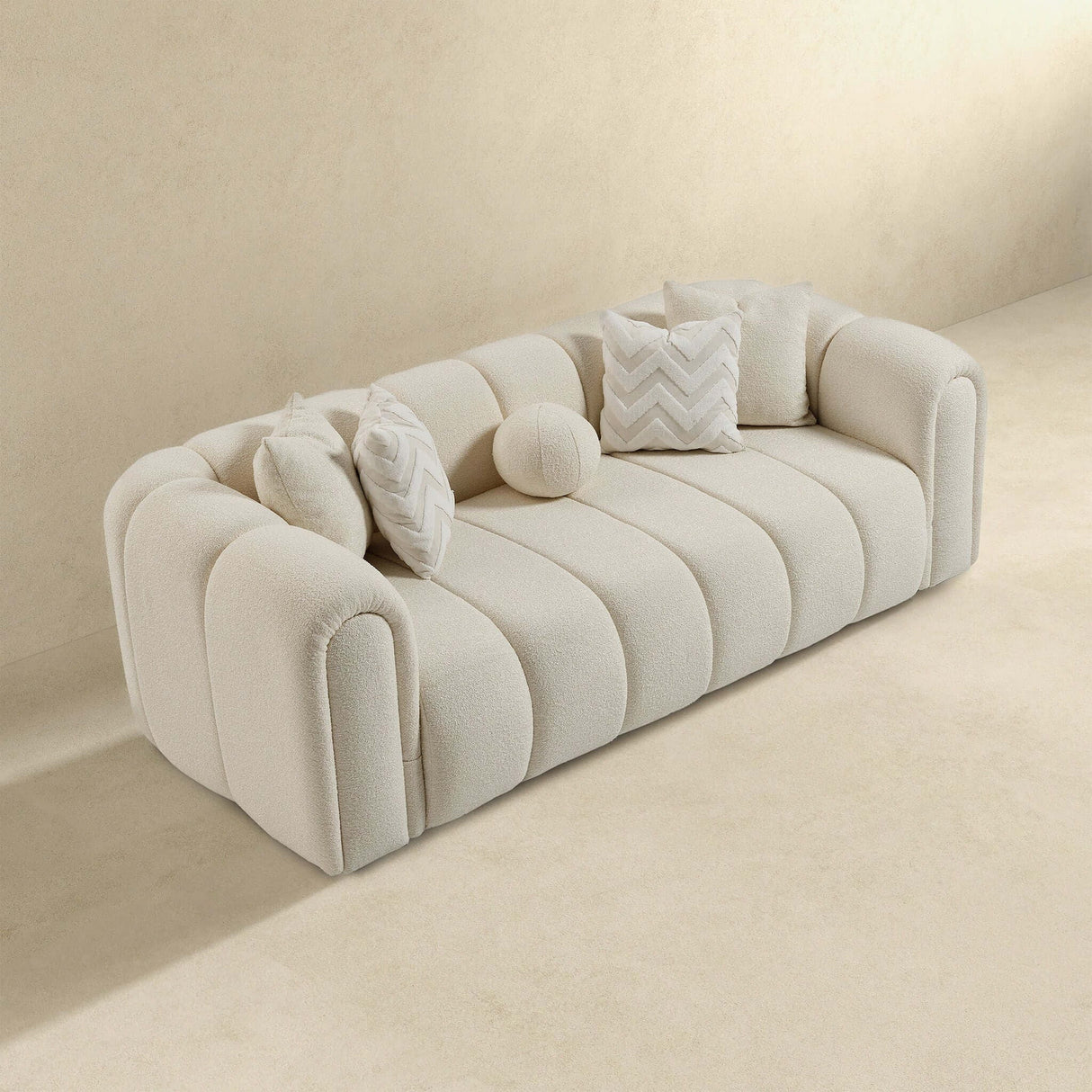 Beatrice - Modern Tufted Sofa - Ivory / White by Couch.com