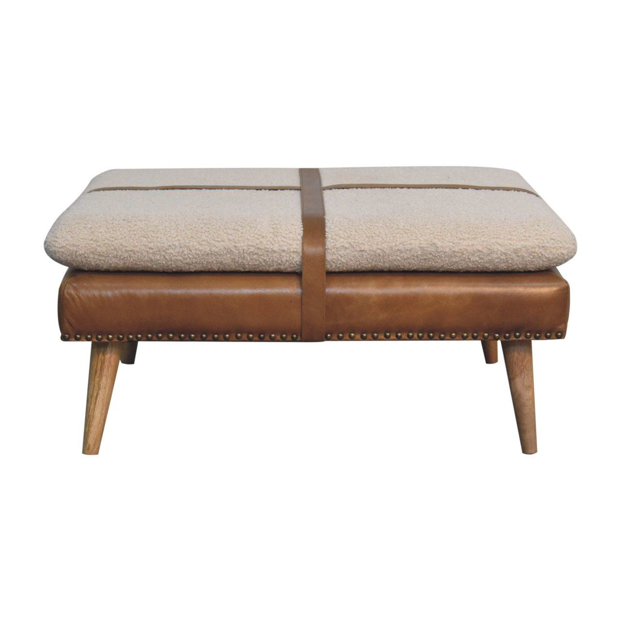 Buffalo - Large Square Hide Leather Footstool - Brown by Couch.com