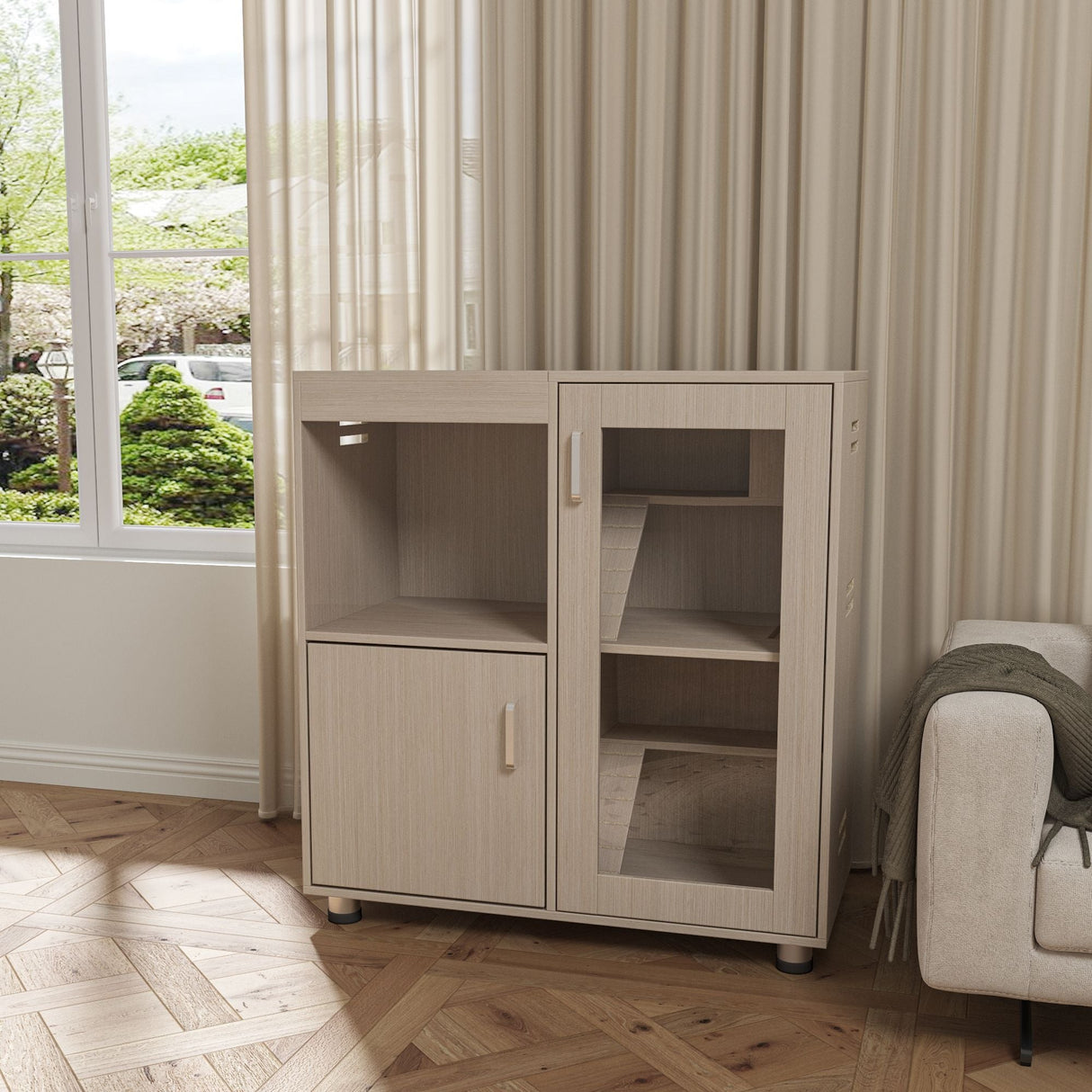 Guinea Pig Cages, 4 Tier Hamster Cage Wood With Storage Cabinet, House For Rat Ch" illa, Openable Top, Acrylic Windows, Living World Deluxe Habitat X-Large - Beige by Couch.com