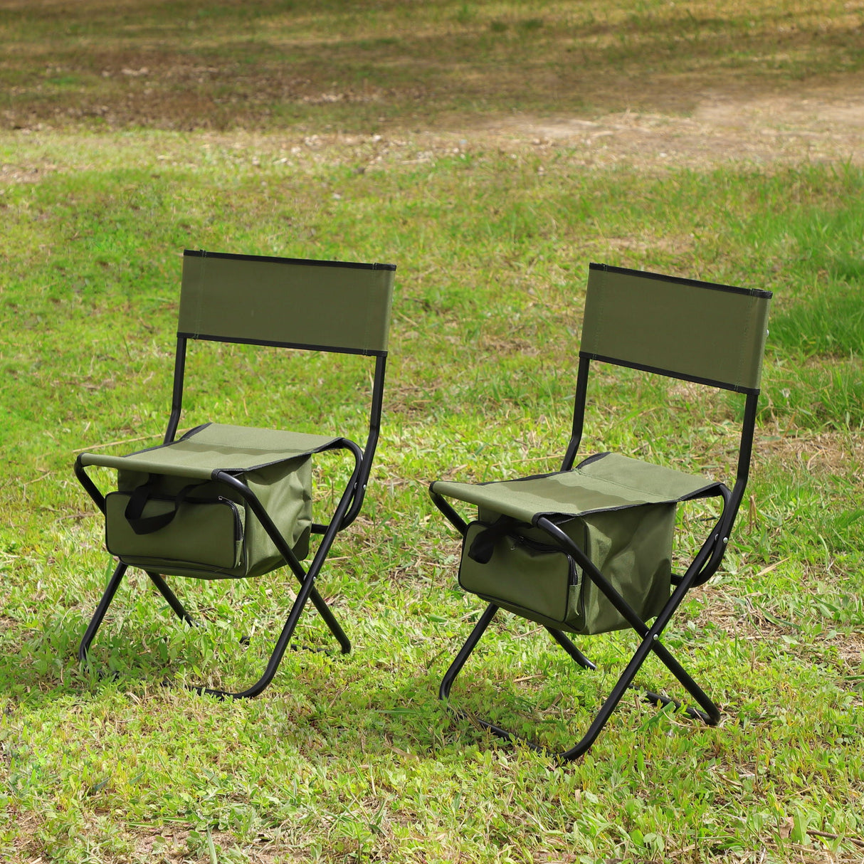Folding Outdoor Chairs With Storage Bag, Portable Chair For Indoor, Outdoor Camping, Picnics And Fishing (Set of 2) by Couch.com