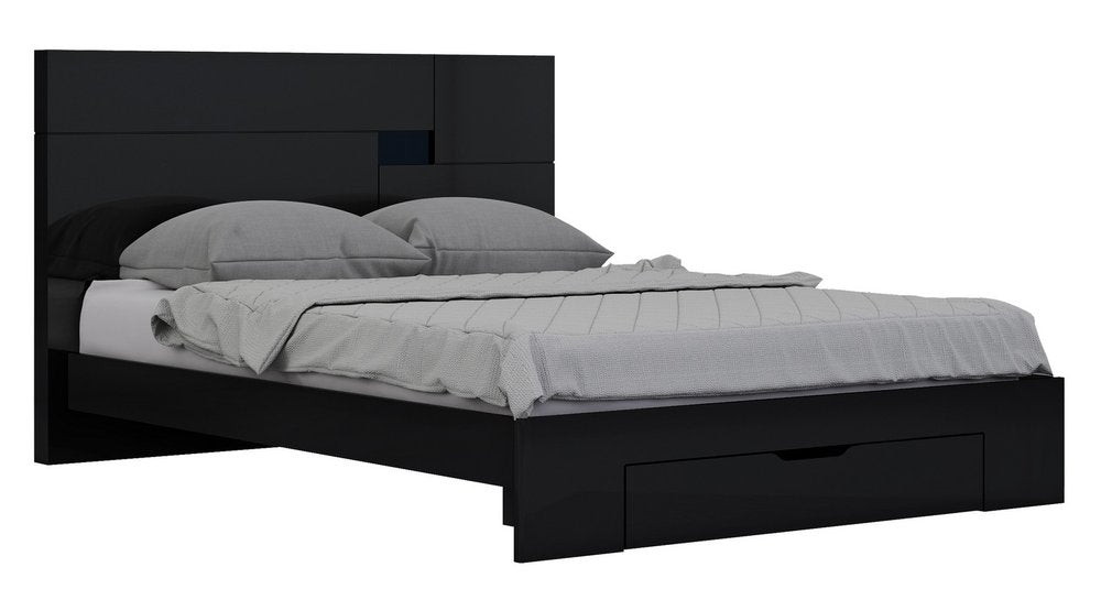 Black Solid Wood Queen Bed Frame
