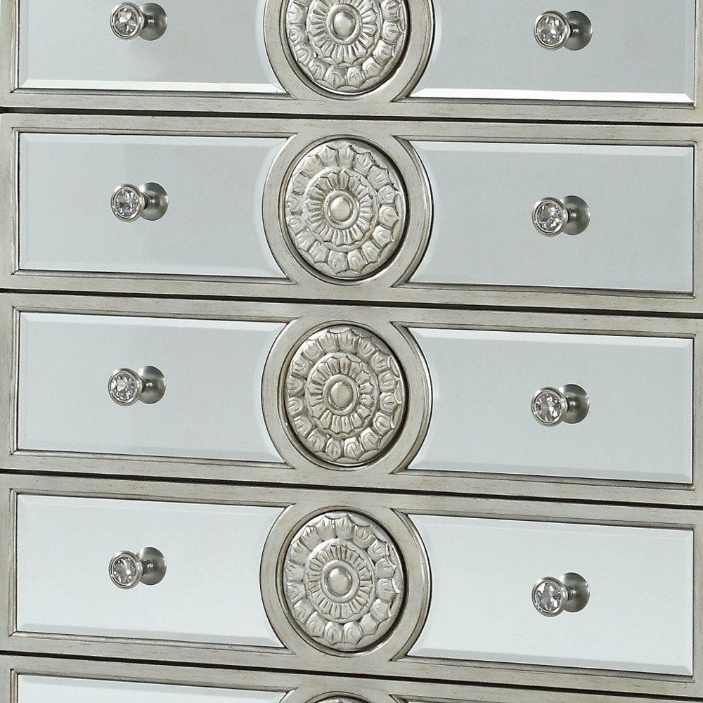 21" X 44" X 56" Mirrored Wood Chest