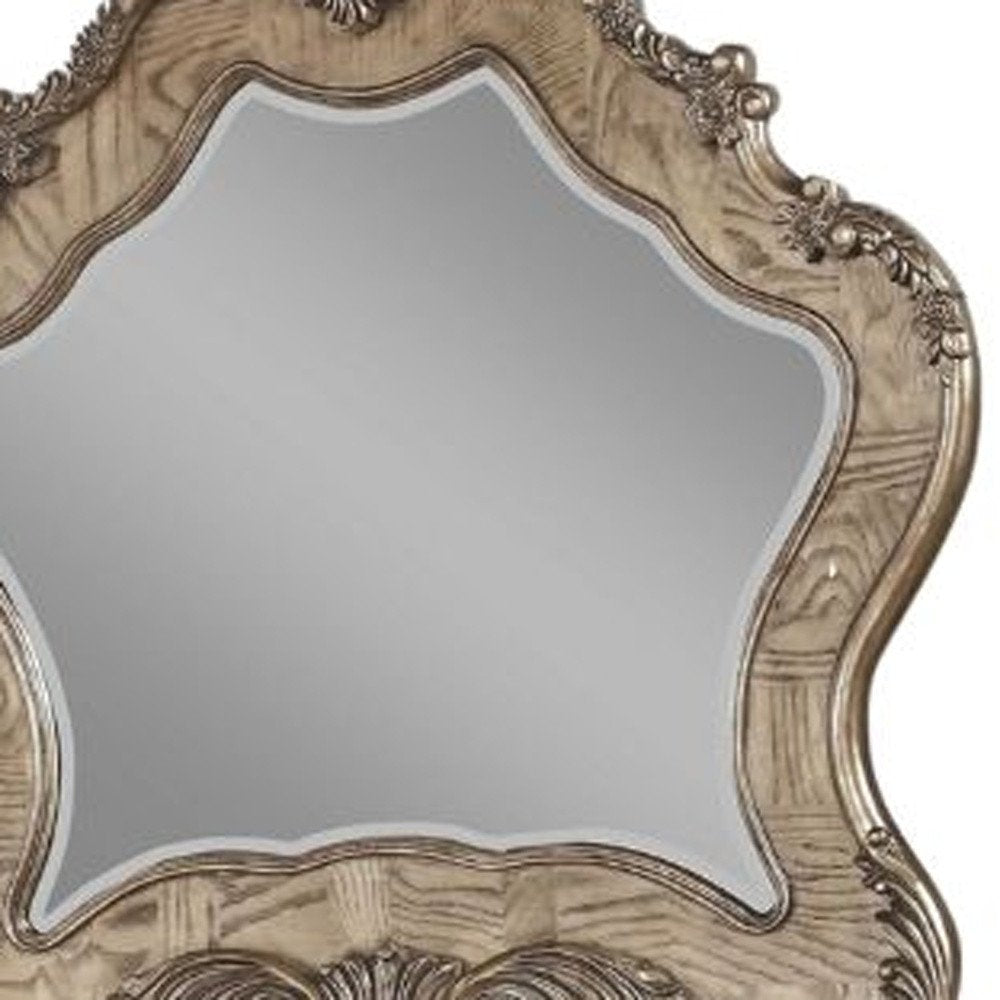 48" Oak Abstract Wood Framed Mounted Dresser Mirror