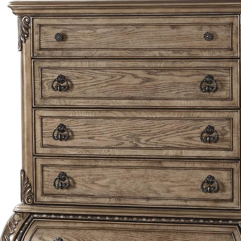 42" Brown Solid Wood Six Drawer