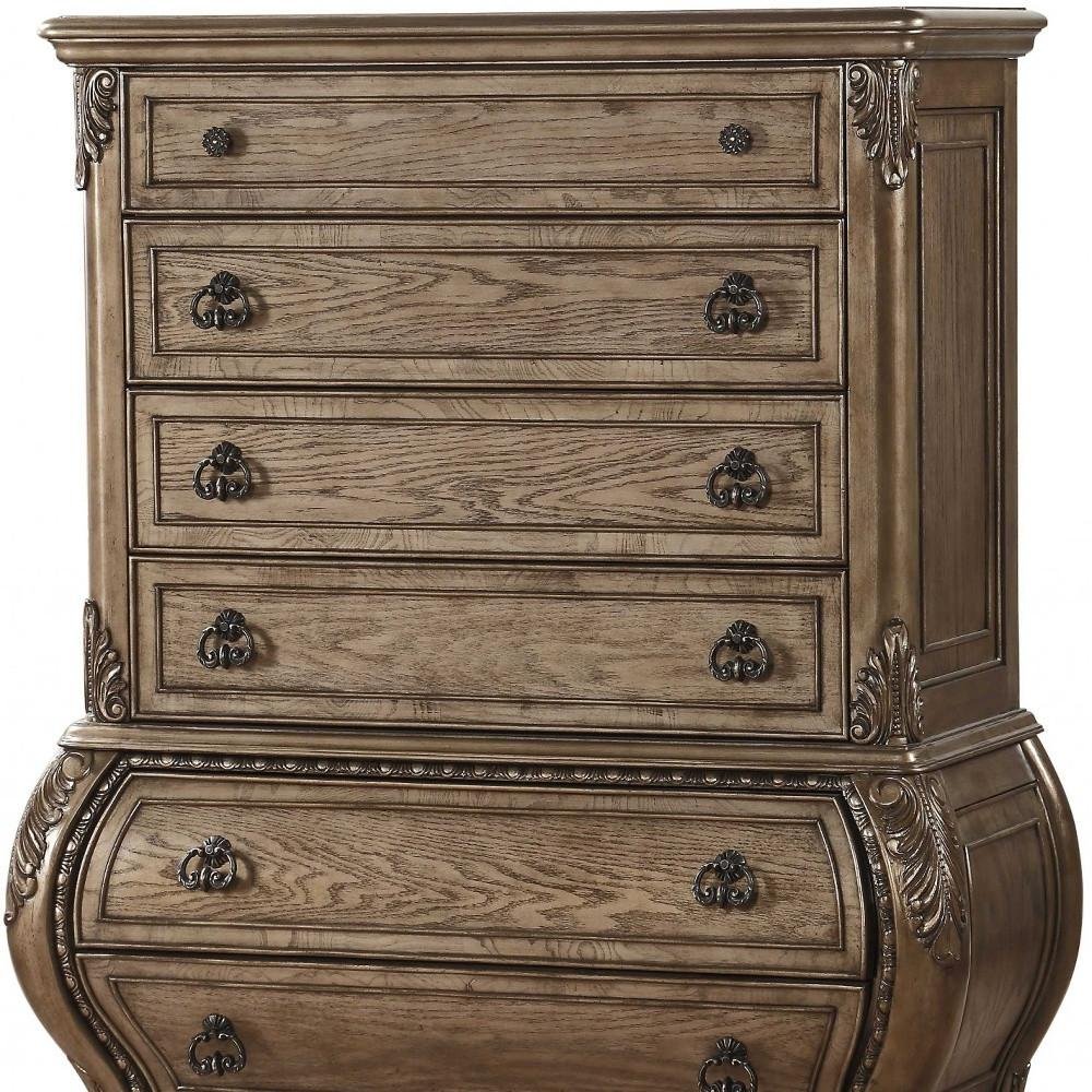 42" Brown Solid Wood Six Drawer