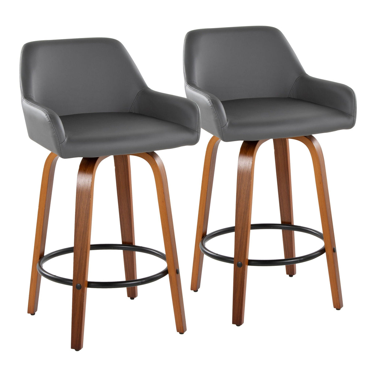 Daniella - Contemporary Fixed Height Counter Stool With Swivel With Round Footrest (Set of 2) by Couch.com