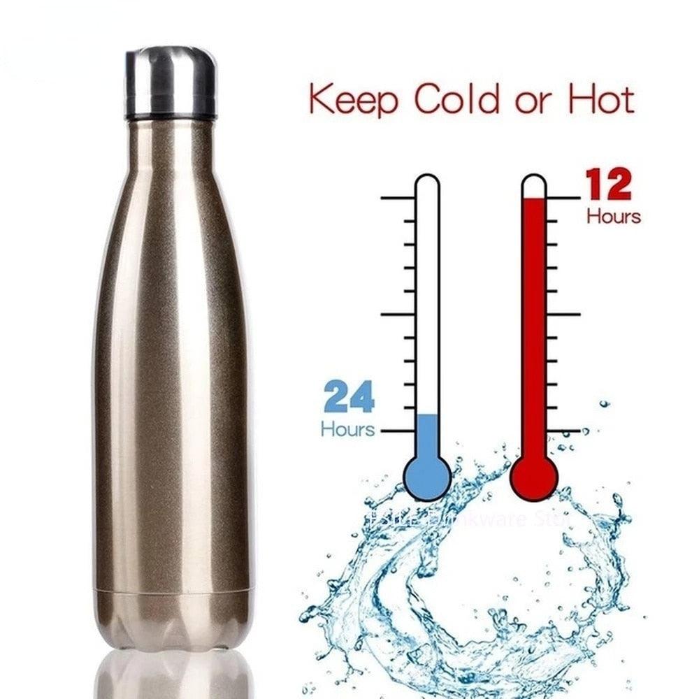 350/500/750/1000ml Double Wall Stainless Steel Water Bottle Thermos Bottle Keep Hot and Cold Insulated Vacuum Flask Sport Stainless Steel Double Wall Insulated Water Bottle for Travel