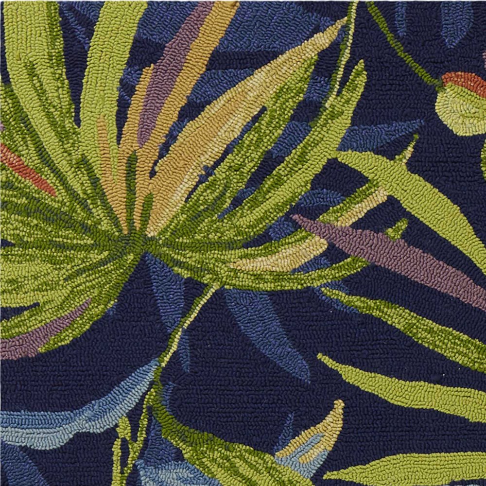 5' X 8' Blue Floral Indoor Outdoor Area Rug