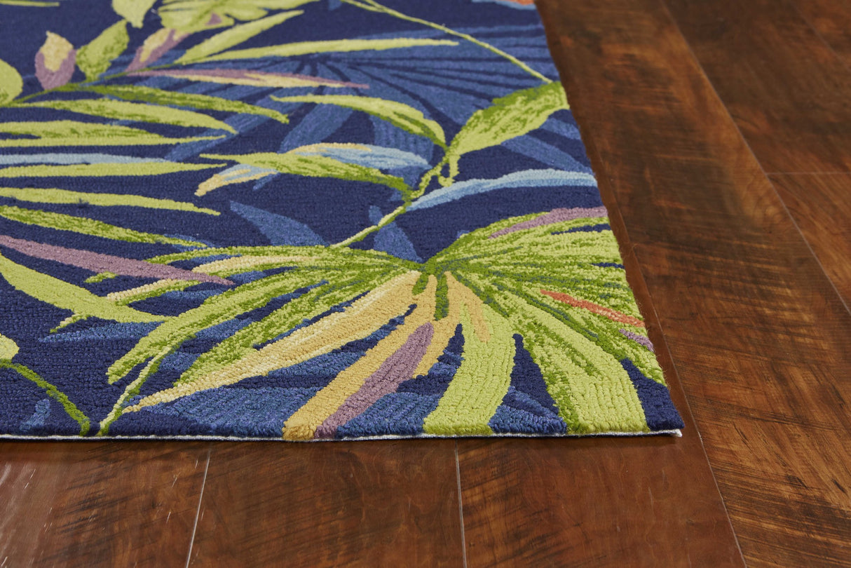 5' X 8' Blue Floral Indoor Outdoor Area Rug