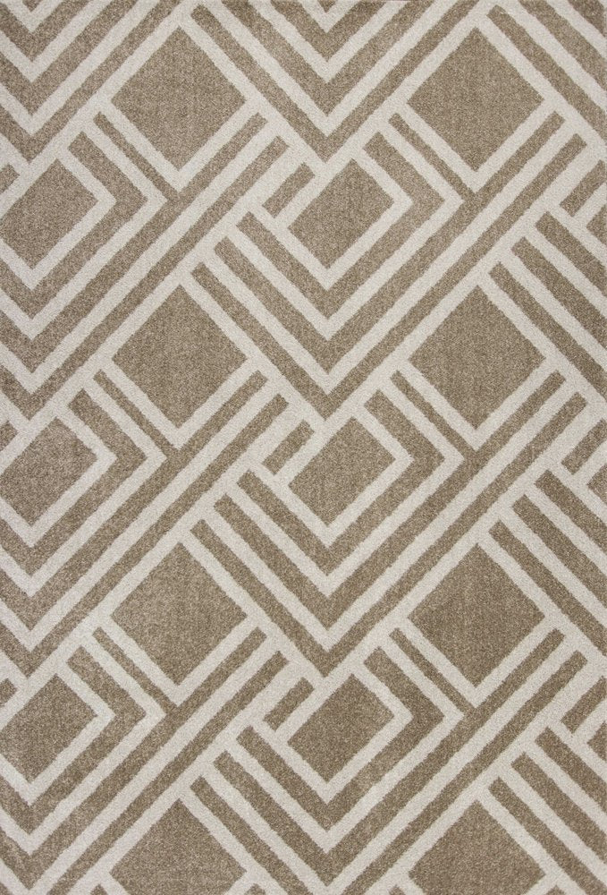 5' X 8' Beige Geometric Indoor Outdoor Area Rug