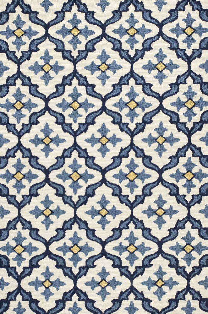 2' X 3' Ivory and Blue Moroccan Handmade Indoor Outdoor Area Rug