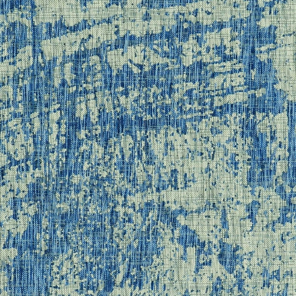 5' X 8' Blue And Green Abstract Indoor Outdoor Area Rug