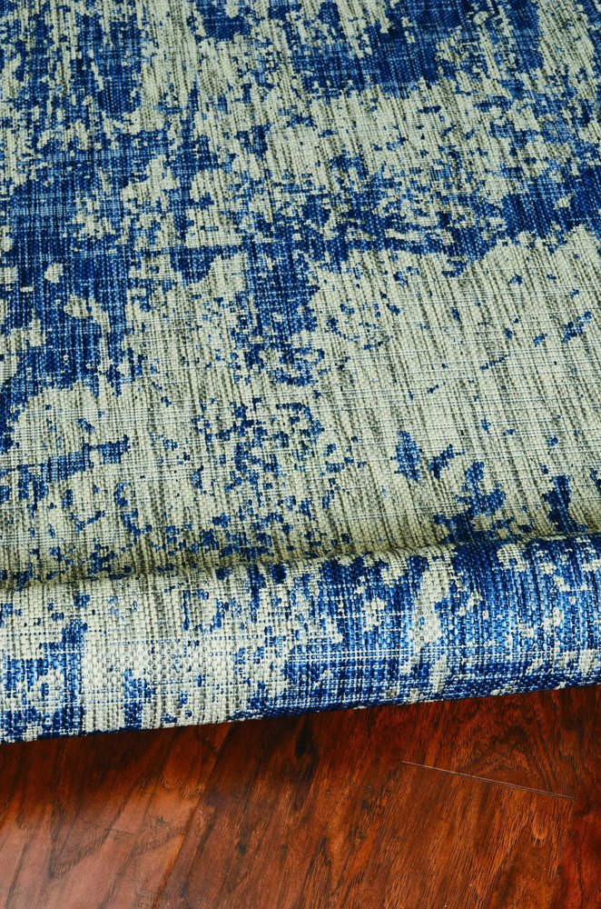 5' X 8' Blue And Green Abstract Indoor Outdoor Area Rug