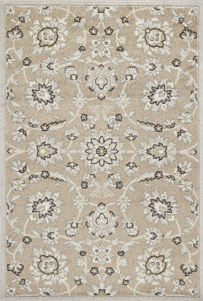 5' X 8' Gray And Ivory Floral Indoor Outdoor Area Rug