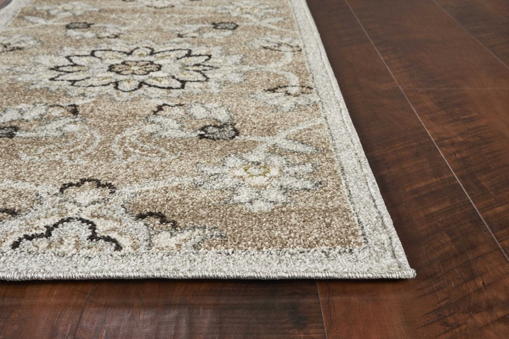 5' X 8' Gray And Ivory Floral Indoor Outdoor Area Rug