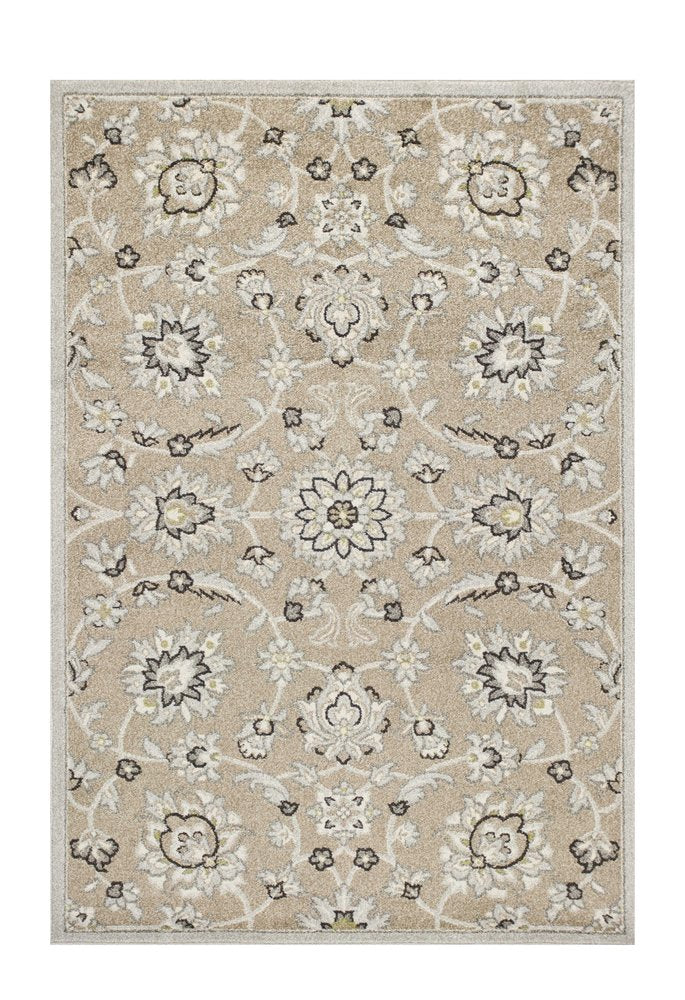 5' X 8' Gray And Ivory Floral Indoor Outdoor Area Rug