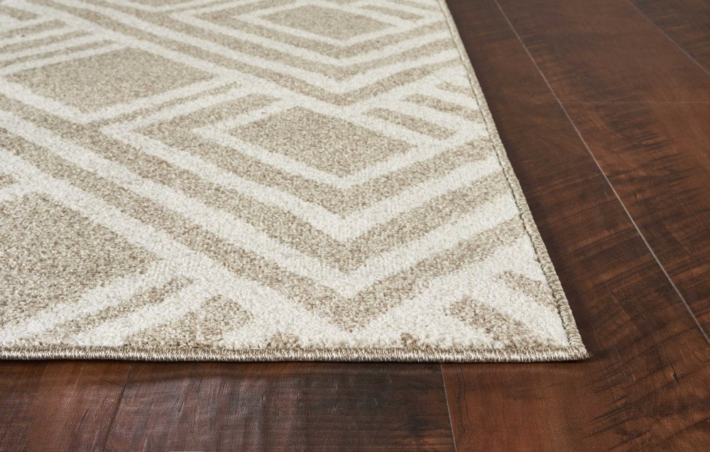 3' X 5' Beige Geometric Indoor Outdoor Area Rug