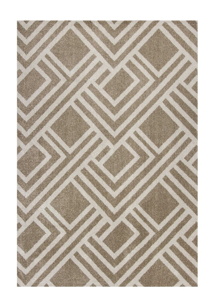 5' X 8' Beige Geometric Indoor Outdoor Area Rug