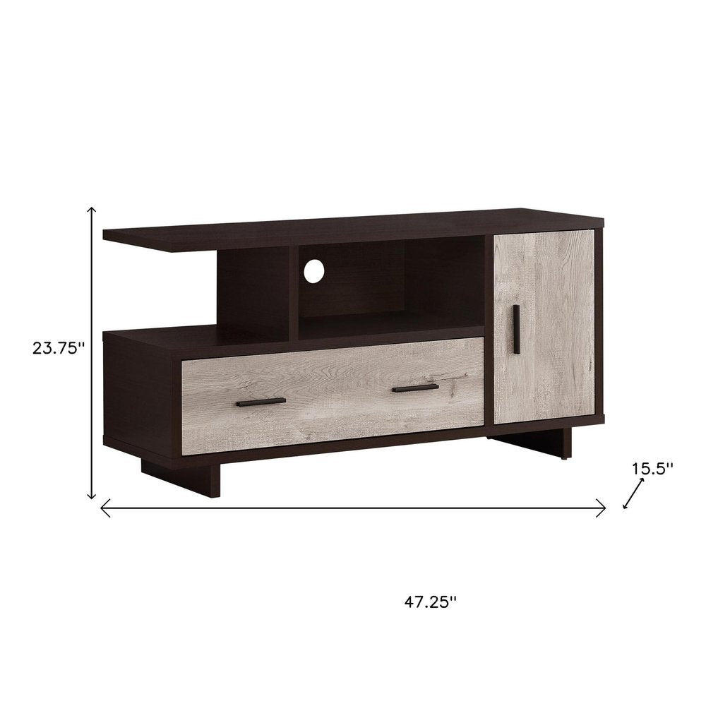 47" Wood Brown Cabinet Enclosed Storage TV Stand