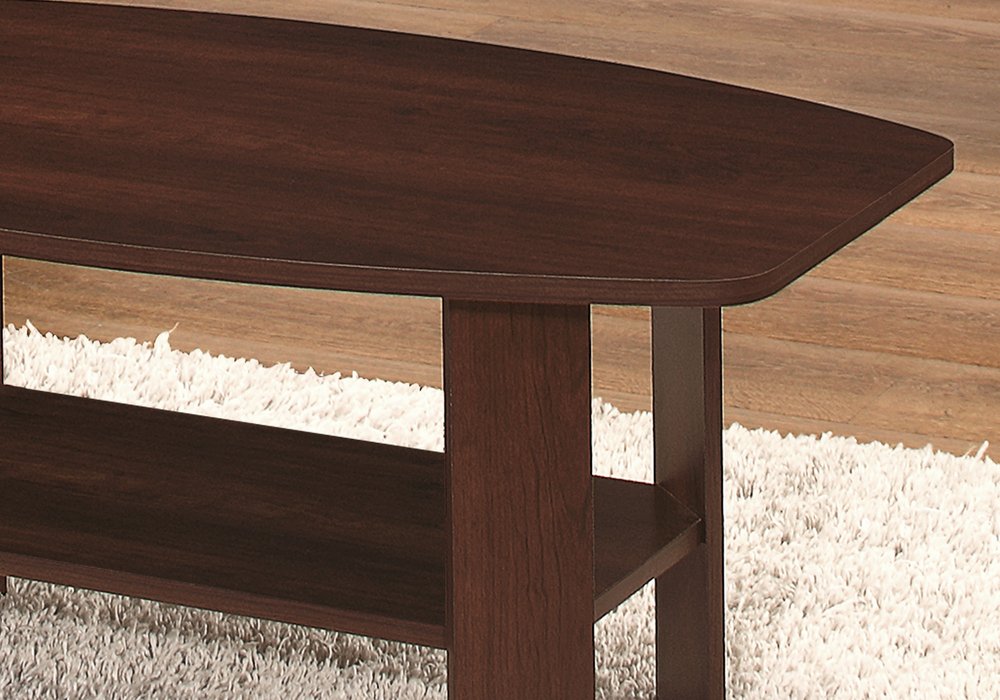 Set of Three 36" Dark Brown Coffee Table With Shelf