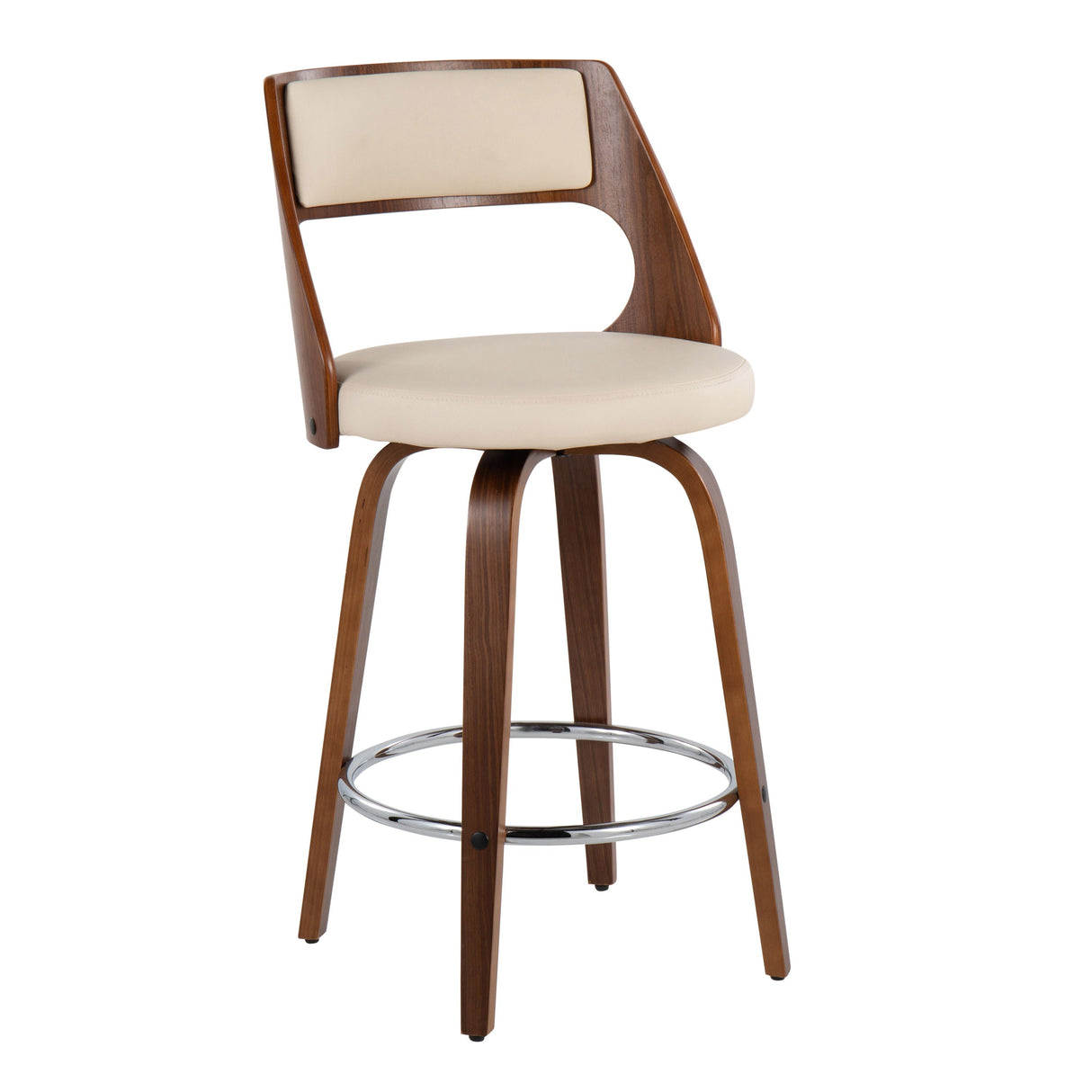 Cecina - Mid-Century Modern Fixed Height Counter Stool With Swivel And Round Footrest (Set of 2) by Couch.com