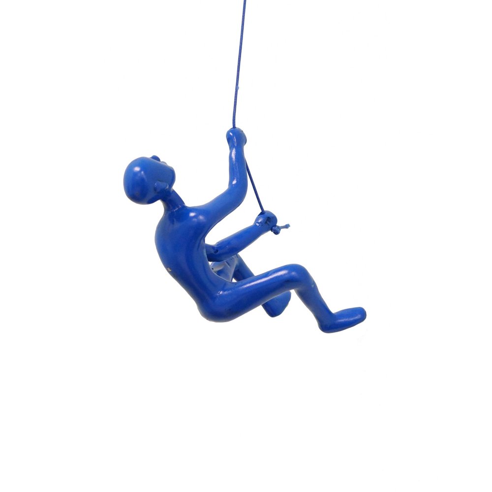 6" X 3" Blue Resin Climbing Man Hanging Dimensional Sculpture