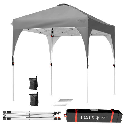 6.6 x 6.6 Feet Outdoor Pop Up Height Adjustable Canopy Tent with Roller Bag-Gray