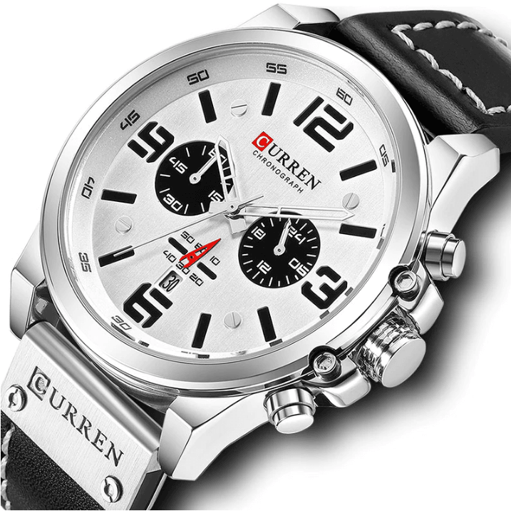 Retro Waterproof Watch With Chronometers Steel Case And Leather Belts Unique Design Excellent Look Perfect Gift For Your Man