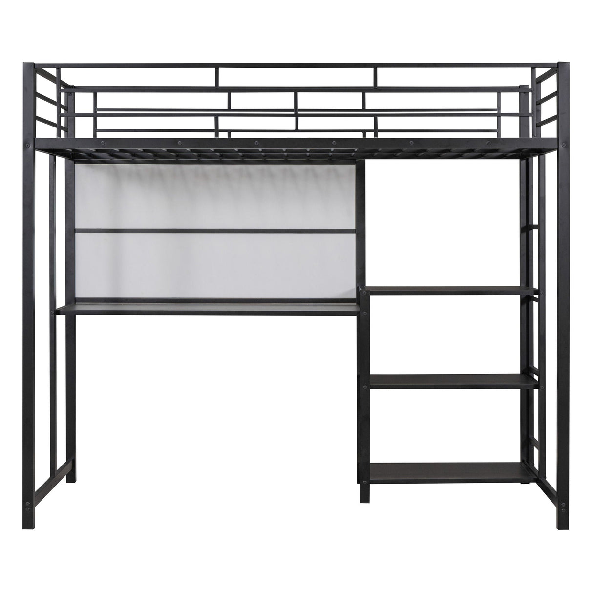 Metal Loft Bed With Desk, 3 Shelves And Ladder by Couch.com
