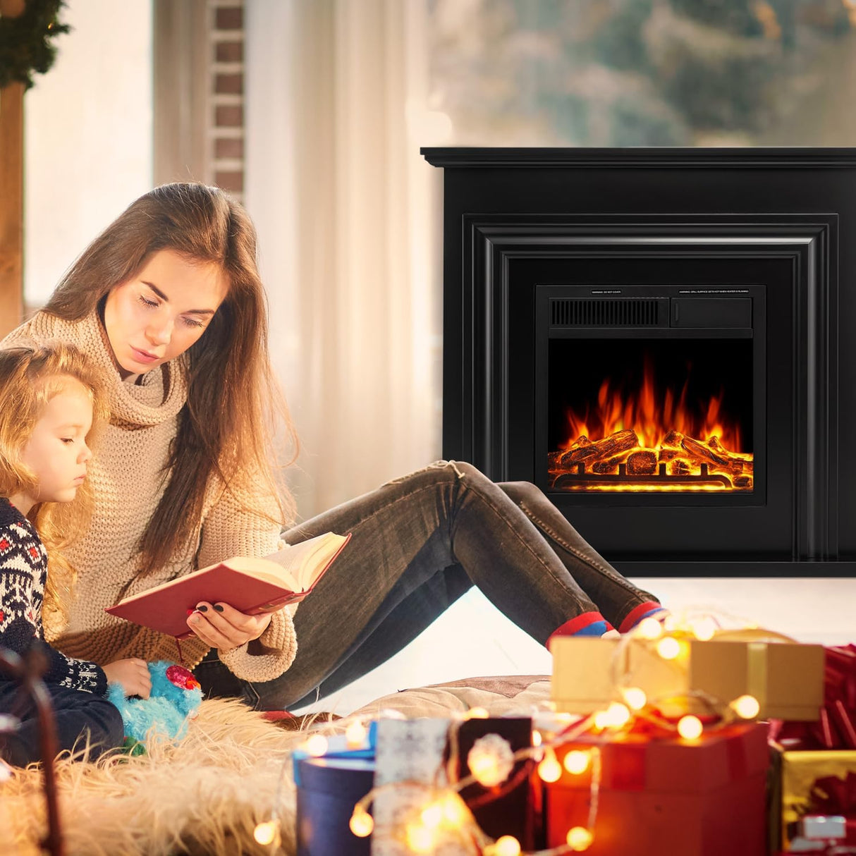 36 Inch Electric Fireplace Mantel Wooden Surround Firebox M1804