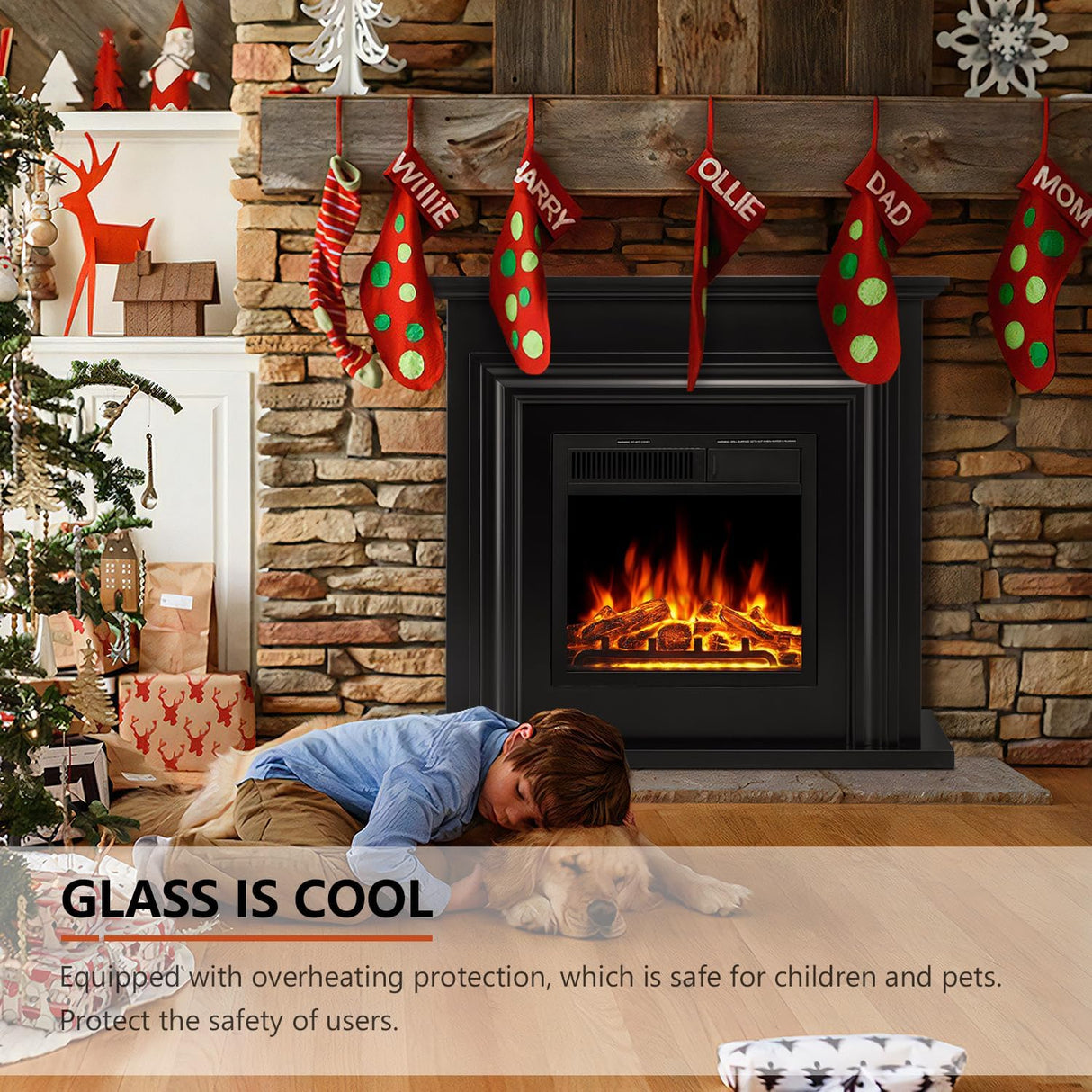 36 Inch Electric Fireplace Mantel Wooden Surround Firebox M1804