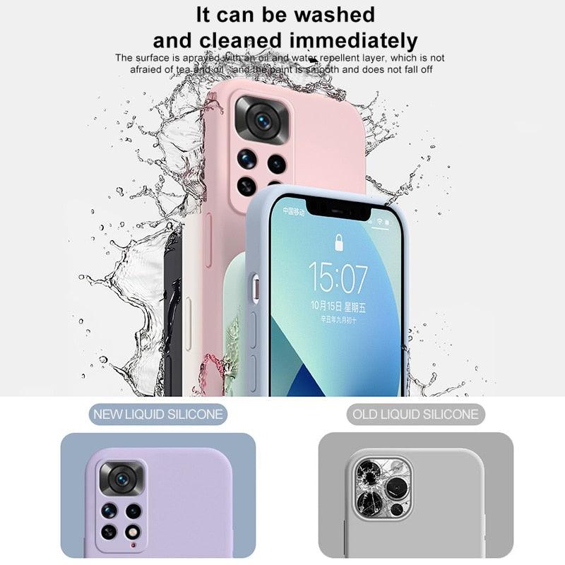 360 Degree Protection Back Case Cover Liquid Silicone Soft Matte Phone Case For Xiaomi Redmi Note 11 Pro Max 11S 10 10S 9 9S 8 Candy Shockproof Bumper Cover Liquid Silicone Back Cover Case