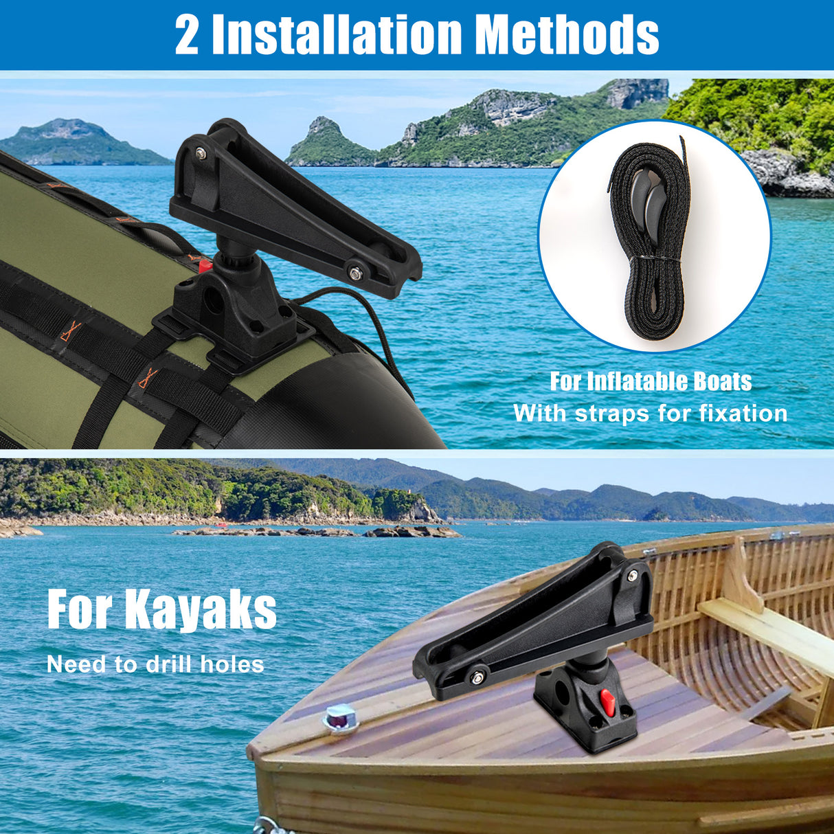 360 ° Rotatable Fishing Boat Kayak Accessory Set of 3
